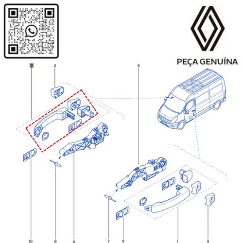 RN 73022R-K 806073022R KIT PUXADOR EXT. DIR_ESQ DA PORTA MASTER 2.3 16V 13... 2